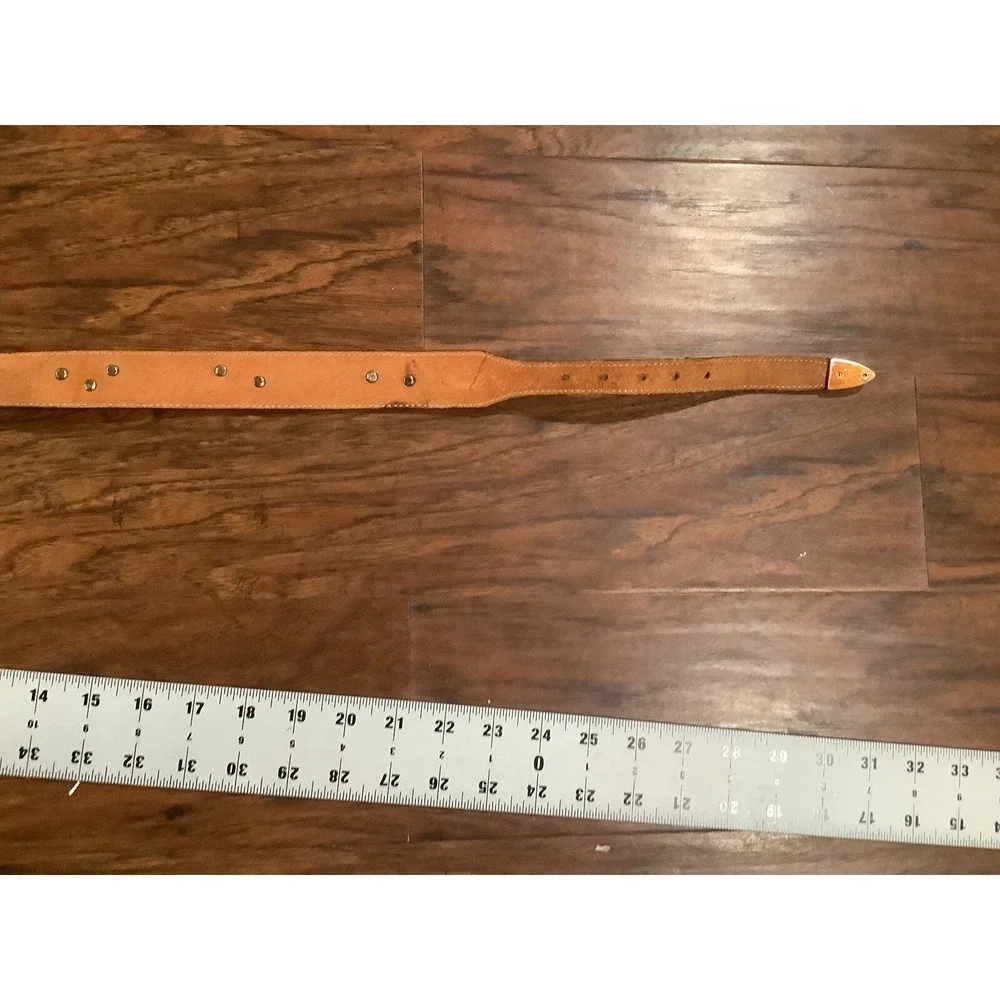 Vintage Silver Creek Collection Leather Belt Aztec Southwestern Leegin 1990